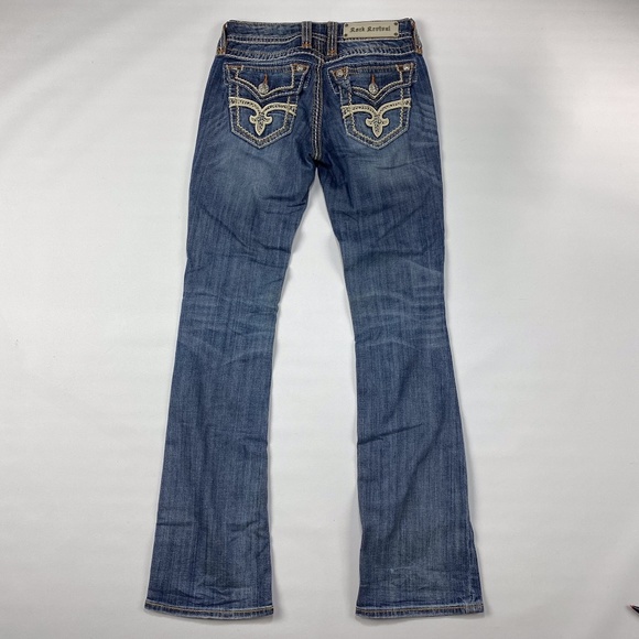 (Sold)Rock Revival Tricia Boot Women Blue Jeans Size 27 - Picture 5 of 6